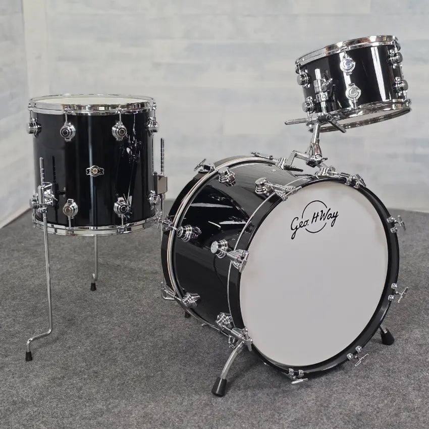 Used George Way Aristocrat Studio 3pc Drum Set 20/12/14 Piano Black - Very Good - Drum Center Of Portsmouth
