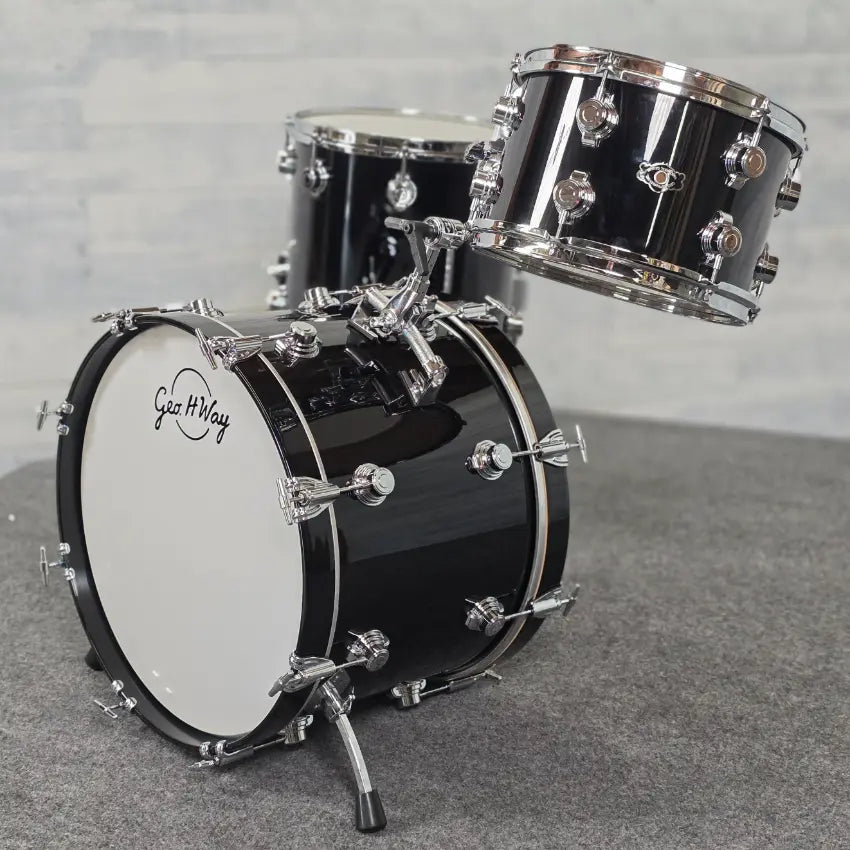 Used George Way Aristocrat Studio 3pc Drum Set 20/12/14 Piano Black - Very Good - Drum Center Of Portsmouth