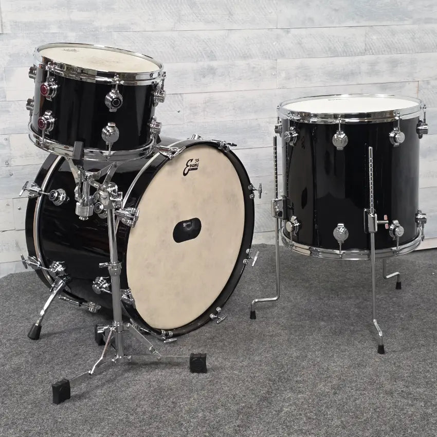 Used George Way Aristocrat Studio 3pc Drum Set 22/12/16 Piano Black - Good - Drum Center Of Portsmouth