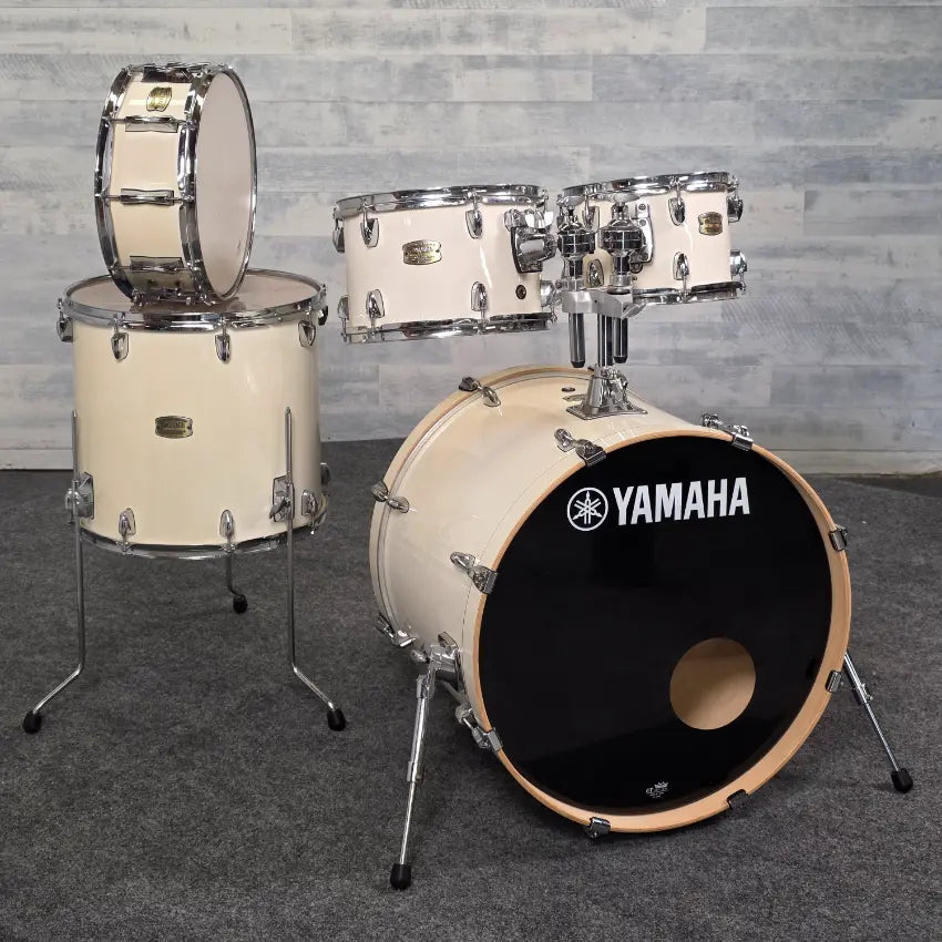 Used Yamaha Stage Custom Birch 5pc Drum Set Classic White - Good - Drum Center Of Portsmouth