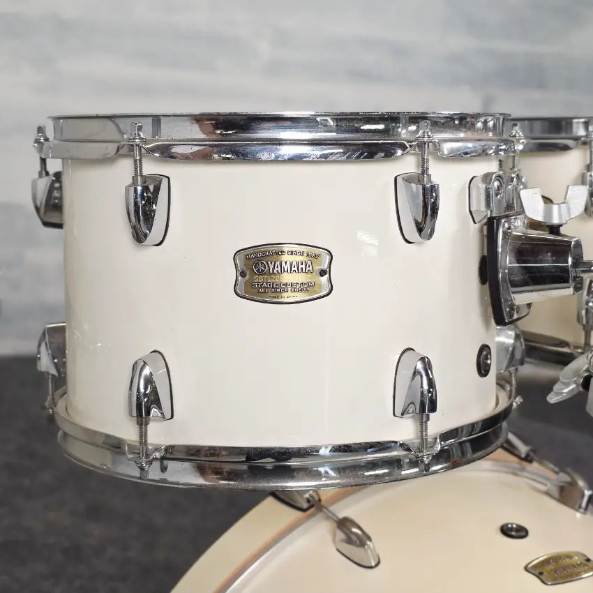Used Yamaha Stage Custom Birch 5pc Drum Set Classic White - Good - Drum Center Of Portsmouth