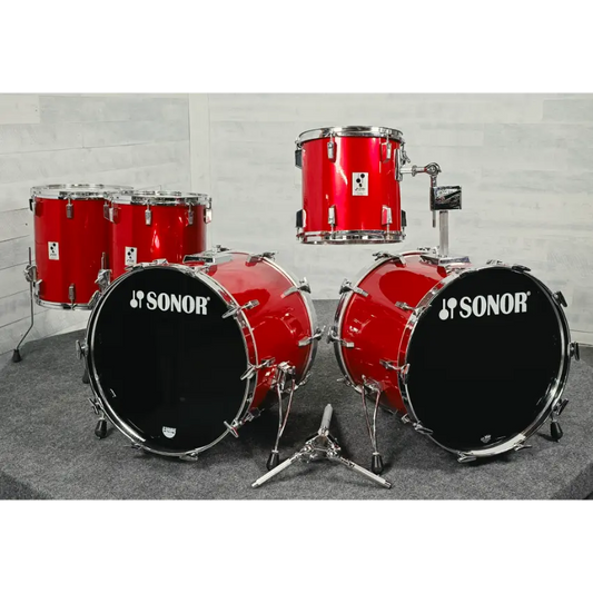 Used Vintage Sonor Phonic Plus 5pc Drum Set Candy Apple Red - Very Good - Drum Center Of Portsmouth
