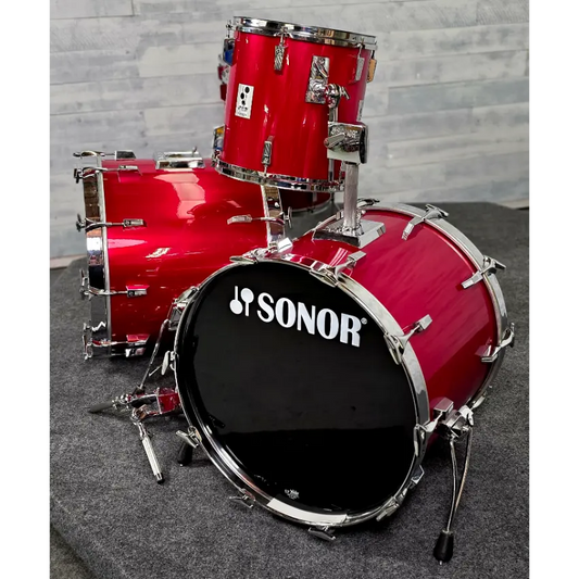 Used Vintage Sonor Phonic Plus 5pc Drum Set Candy Apple Red - Very Good - Drum Center Of Portsmouth