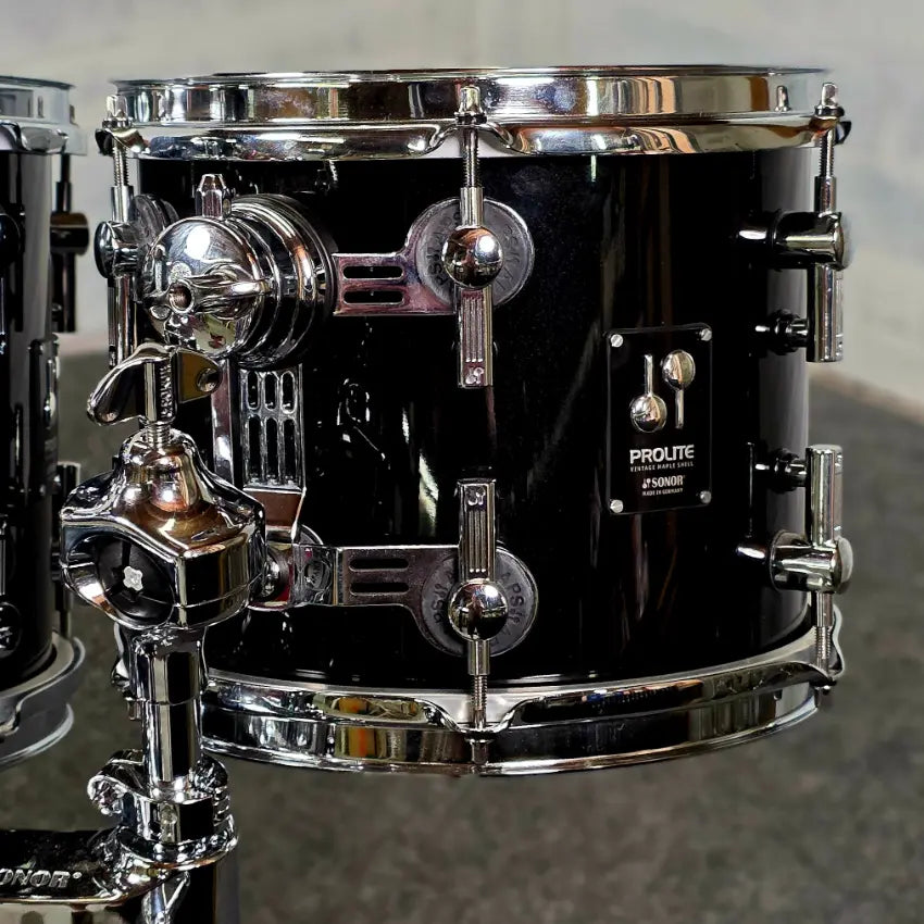 Used Sonor Prolite 5pc Drum Set Piano Black Lacquer - Very Good - Drum Center Of Portsmouth