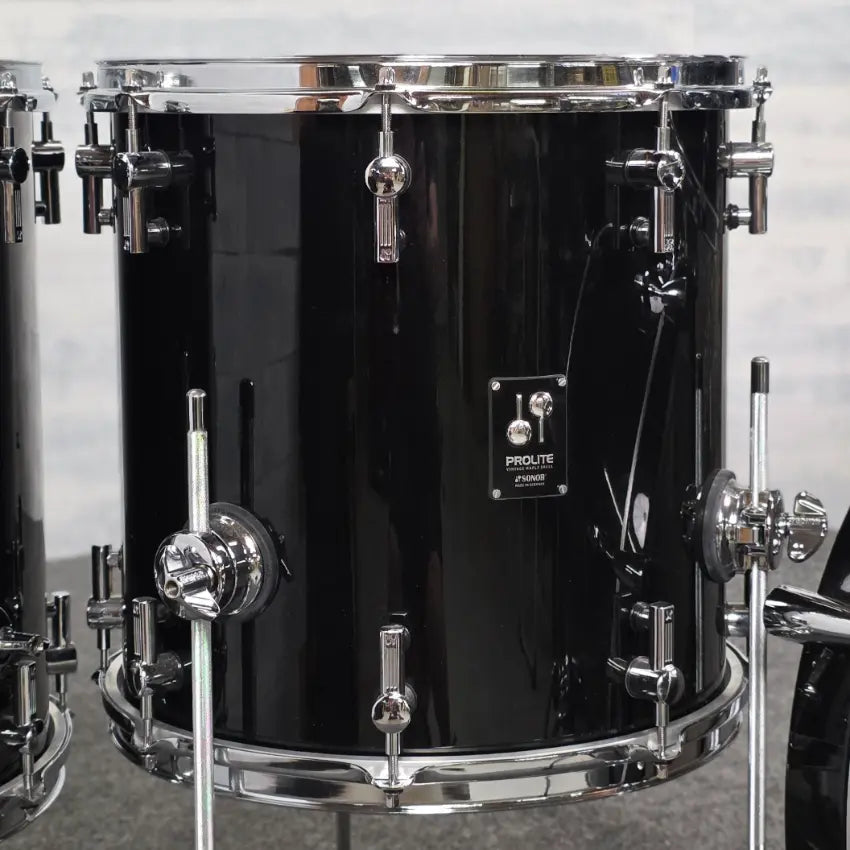 Used Sonor Prolite 5pc Drum Set Piano Black Lacquer - Very Good - Drum Center Of Portsmouth