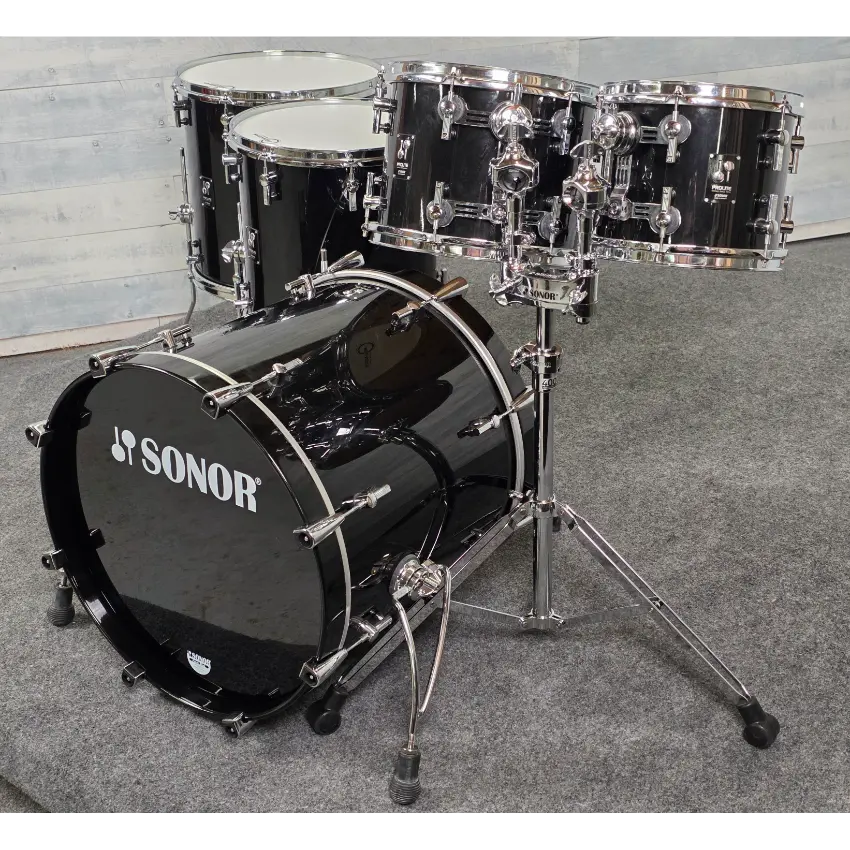 Used Sonor Prolite 5pc Drum Set Piano Black Lacquer - Very Good - Drum Center Of Portsmouth