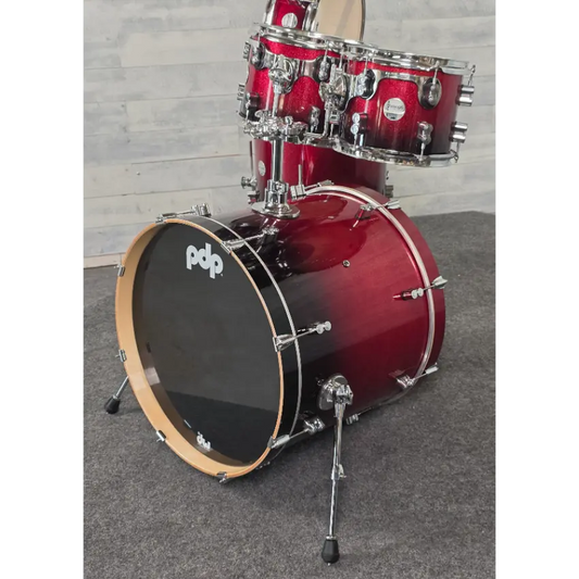Used PDP Concept Maple 5pc Drum Set Red to Black Fade - Good - Drum Center Of Portsmouth
