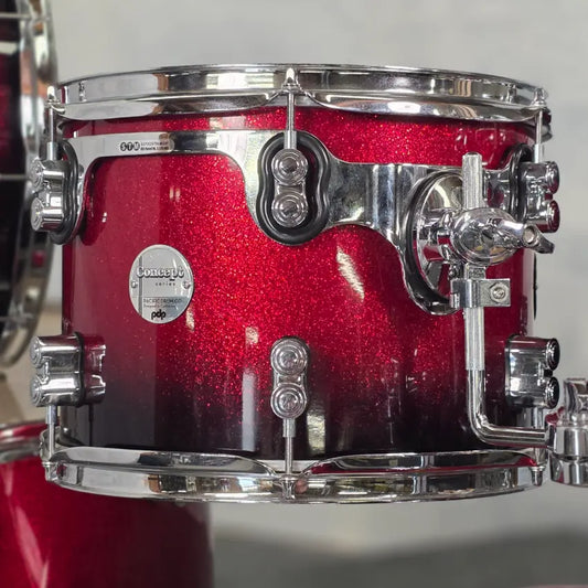 Used PDP Concept Maple 5pc Drum Set Red to Black Fade - Good - Drum Center Of Portsmouth
