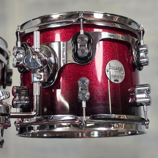Used PDP Concept Maple 5pc Drum Set Red to Black Fade - Good - Drum Center Of Portsmouth