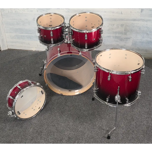 Used PDP Concept Maple 5pc Drum Set Red to Black Fade - Good - Drum Center Of Portsmouth