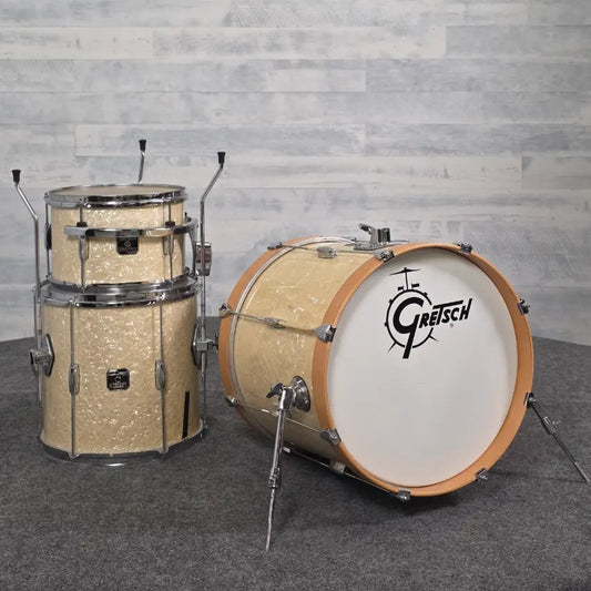 Used Gretsch Catalina Club 3pc Drum Set White Marine Pearl - Fair - Drum Center Of Portsmouth