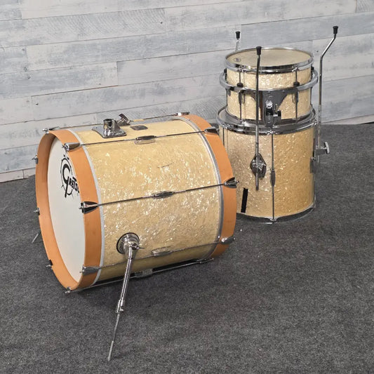Used Gretsch Catalina Club 3pc Drum Set White Marine Pearl - Fair - Drum Center Of Portsmouth