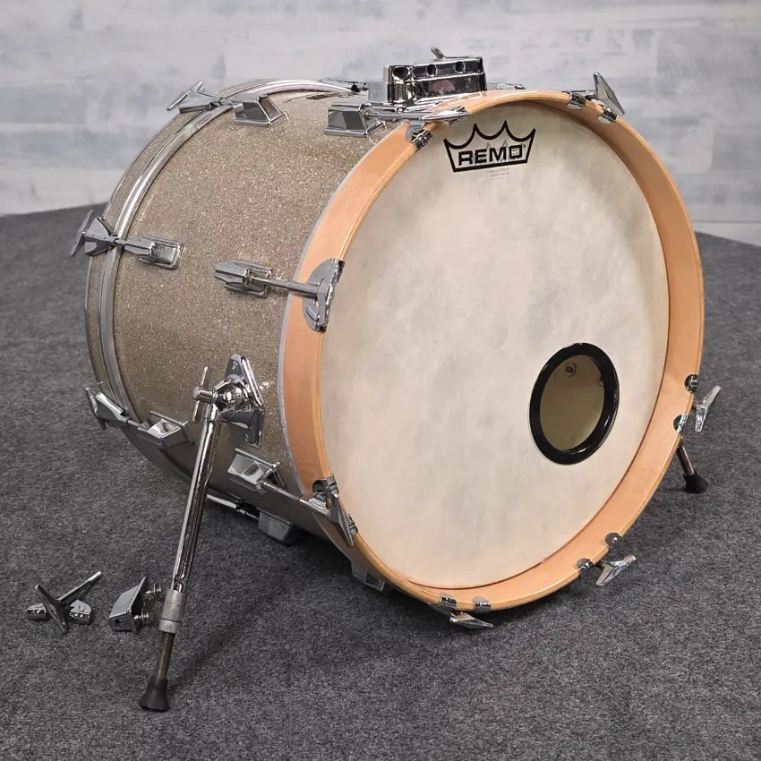Used Pearl Wood FiberGlass Bass Drum 18x14 Gold Sparkle - Drum Center Of Portsmouth