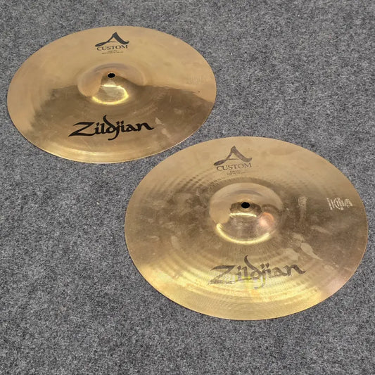 Used Zildjian A Custom Hi Hat Cymbals 14" - Good - Drum Center Of Portsmouth
