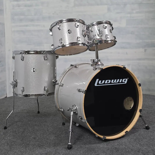Used Ludwig Accent 5pc Drum Set Silver Sparkle - Fair - Drum Center Of Portsmouth