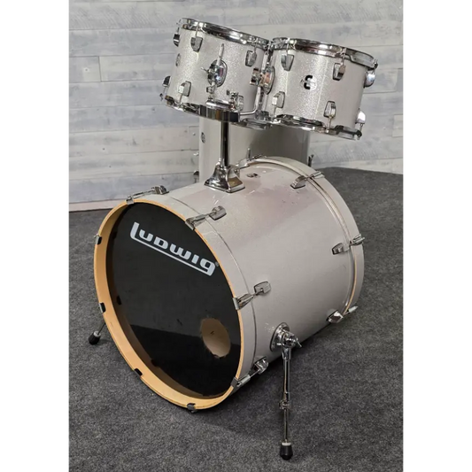 Used Ludwig Accent 5pc Drum Set Silver Sparkle - Fair - Drum Center Of Portsmouth