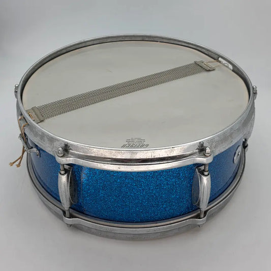 Used Vintage Gretsch Dixieland Snare Drum 14x5.5 Blue Sparkle - Good - Drum Center Of Portsmouth