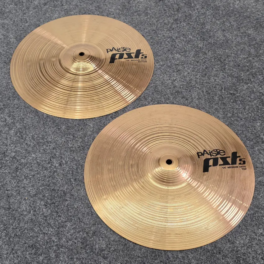 Used Paiste PST 5 Medium Hi Hat Cymbals 14" - Good - Drum Center Of Portsmouth