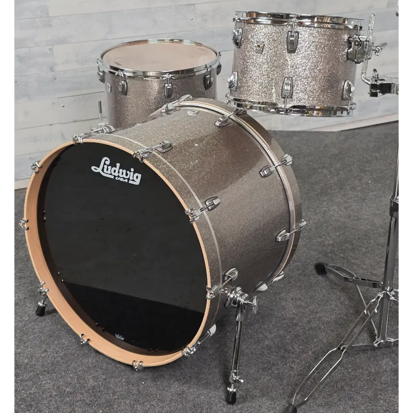 Used Ludwig Keystone X 3pc Drum Set Titanium Glitter - Very Good - Drum Center Of Portsmouth