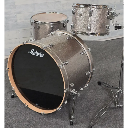 Used Ludwig Keystone X 3pc Drum Set Titanium Glitter - Very Good - Drum Center Of Portsmouth