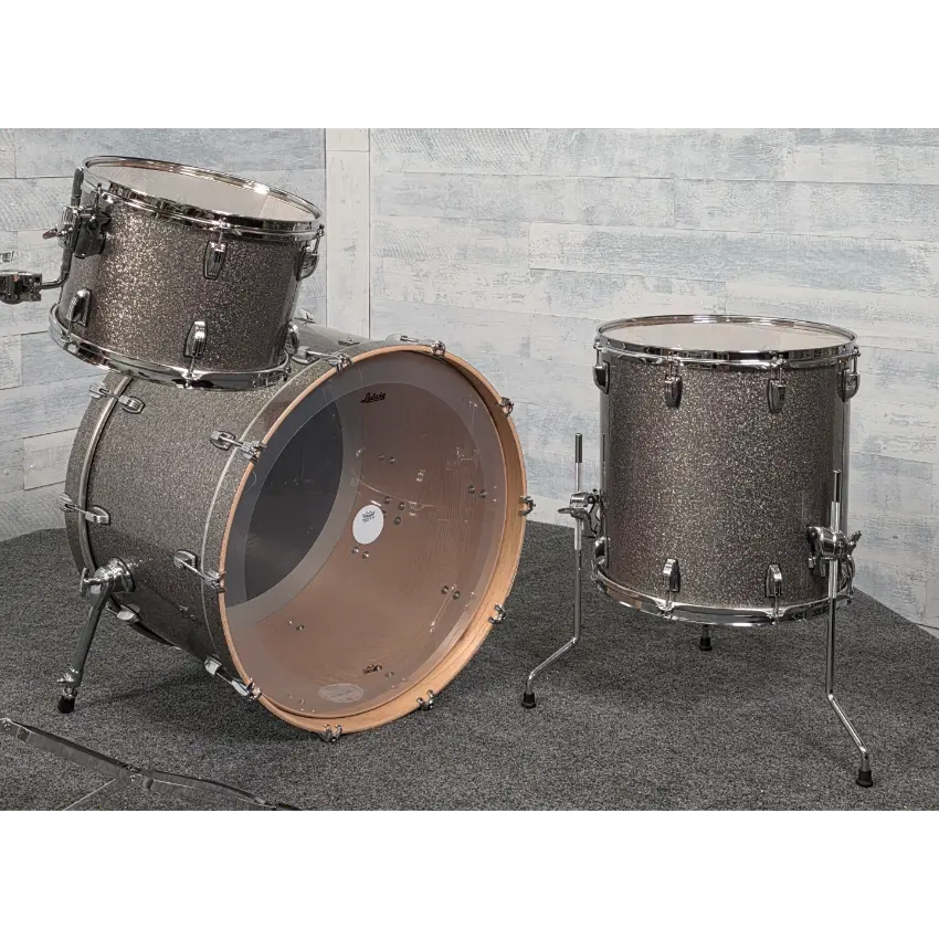 Used Ludwig Keystone X 3pc Drum Set Titanium Glitter - Very Good - Drum Center Of Portsmouth