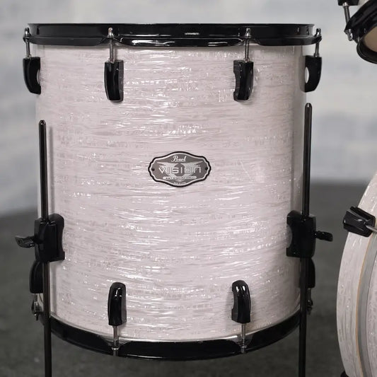 Used Pearl Vision Birch 5pc Drum Set White Marine Pearl w/Black Hardware - Good - Drum Center Of Portsmouth