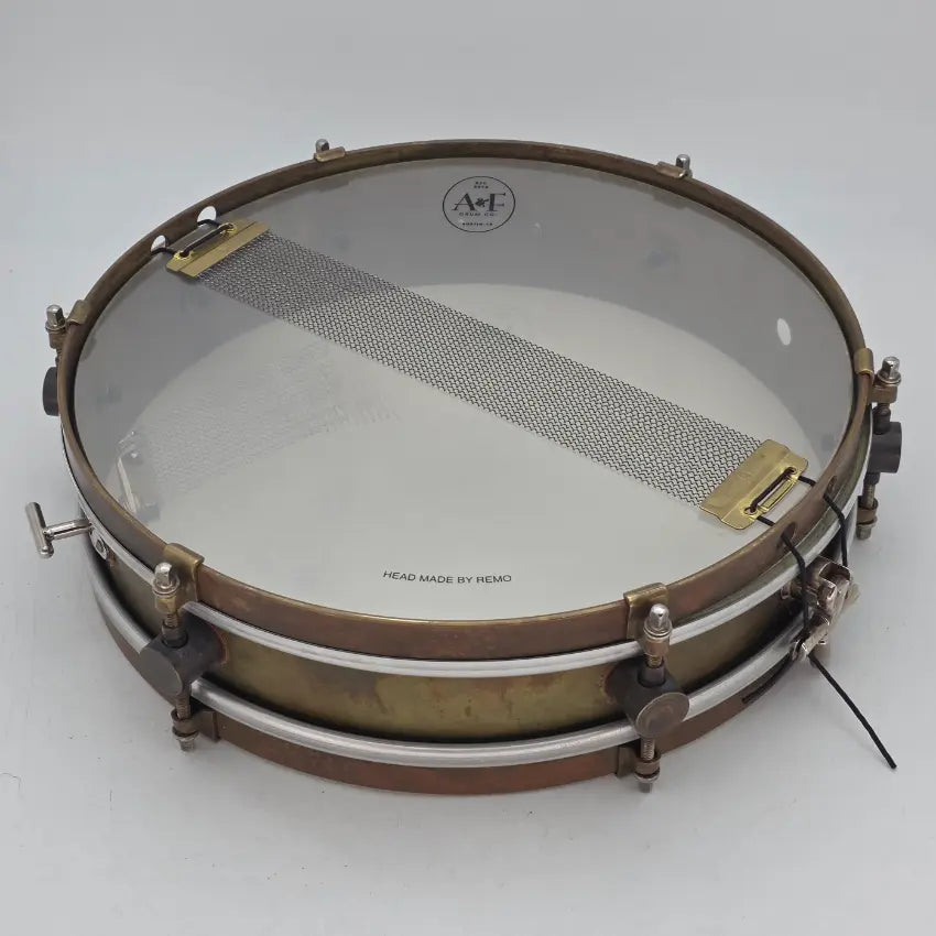Used A&F Raw Brass Snare Drum 13x3 w/Internal Snare - Good - Drum Center Of Portsmouth