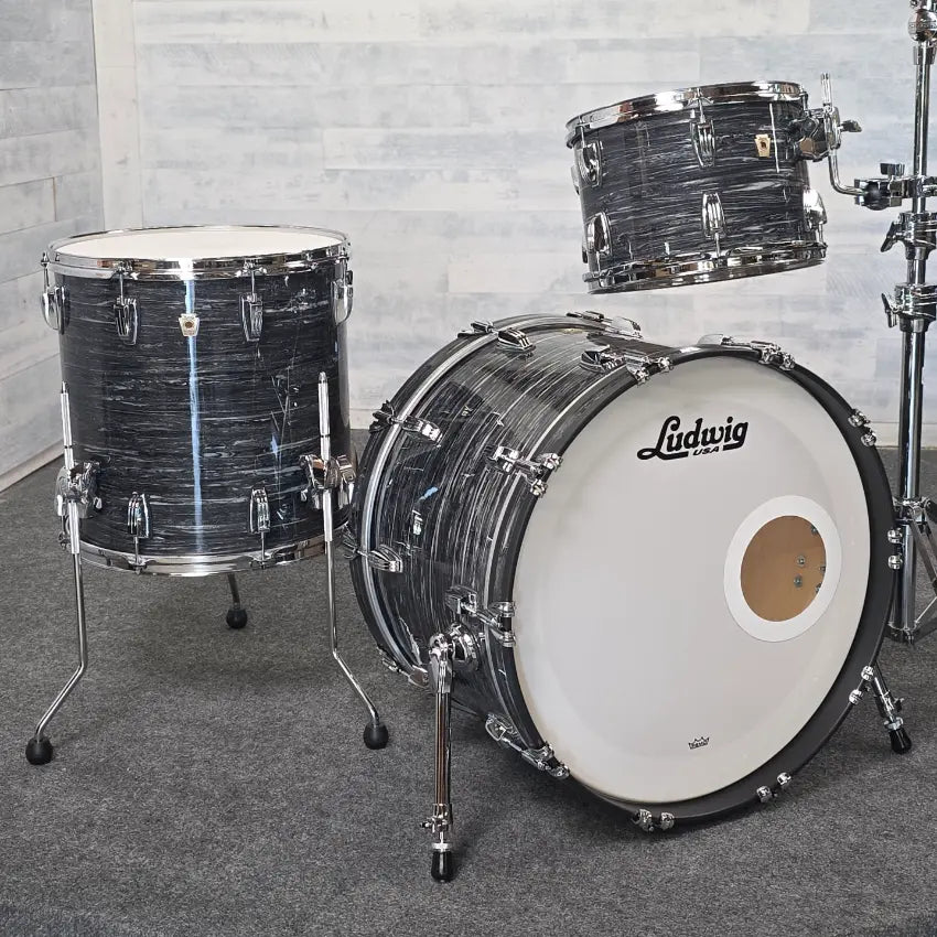 Used Ludwig Classic Maple FAB 3pc Drum Set Vintage Black Oyster - Very Good - Drum Center Of Portsmouth