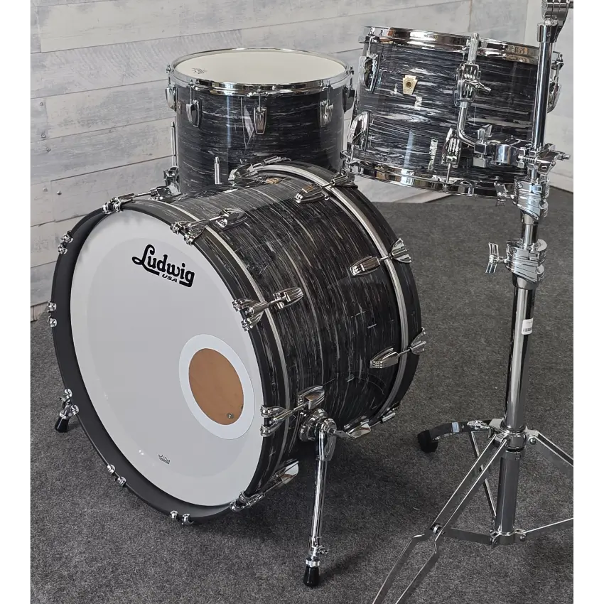 Used Ludwig Classic Maple FAB 3pc Drum Set Vintage Black Oyster - Very Good - Drum Center Of Portsmouth