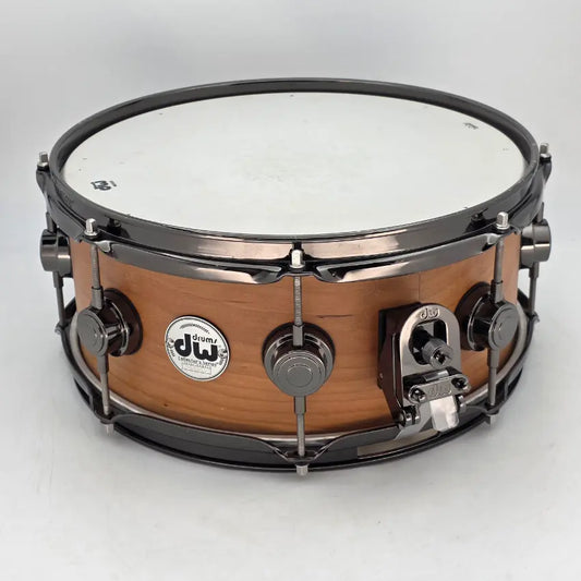 Used DW Collectors Cherry HVLT Snare Drum 13x5.5 Black Nickel Hardware - Good - Drum Center Of Portsmouth