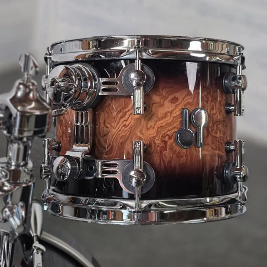 Used Sonor SQ2 3pc Heavy Beech Drum Set Walnut Brown Burst Gloss - Very Good - Drum Center Of Portsmouth