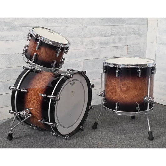 Used Sonor SQ2 3pc Heavy Beech Drum Set Walnut Brown Burst Gloss - Very Good - Drum Center Of Portsmouth