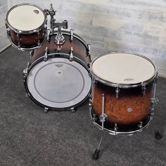 Used Sonor SQ2 3pc Heavy Beech Drum Set Walnut Brown Burst Gloss - Very Good - Drum Center Of Portsmouth
