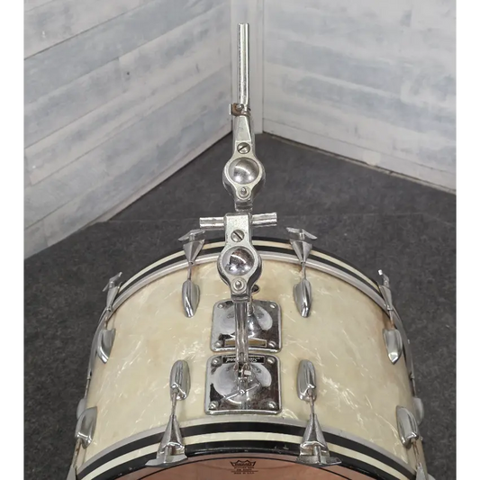 Used Vintage Slingerland Avante 60n 6pc Drum Set White Marine Pearl w/ Slingerland Chrome Over Brass Snare Drum - Good - Drum Center Of Portsmouth