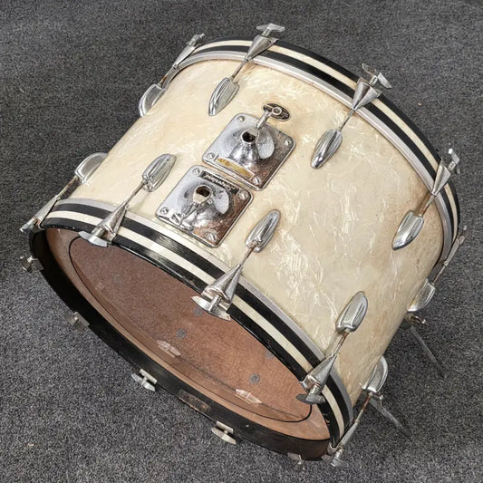 Used Vintage Slingerland Avante 60n 6pc Drum Set White Marine Pearl w/ Slingerland Chrome Over Brass Snare Drum - Good - Drum Center Of Portsmouth