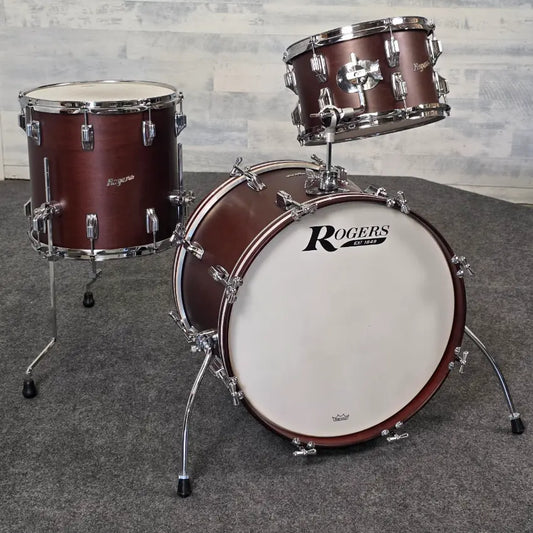 Used Rogers Cleveland 3pc Drum Set Satin Dark Mahogany - Very Good - Drum Center Of Portsmouth