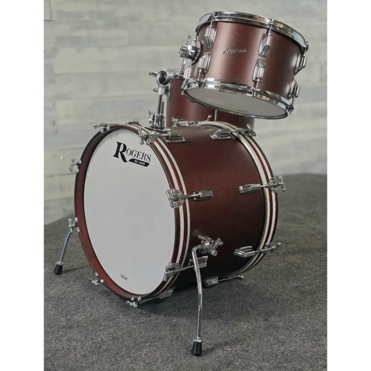 Used Rogers Cleveland 3pc Drum Set Satin Dark Mahogany - Very Good - Drum Center Of Portsmouth