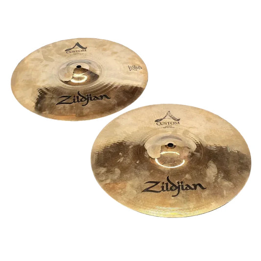 Used Zildjian A Custom Hi Hat Cymbals 14" - Good - Drum Center Of Portsmouth