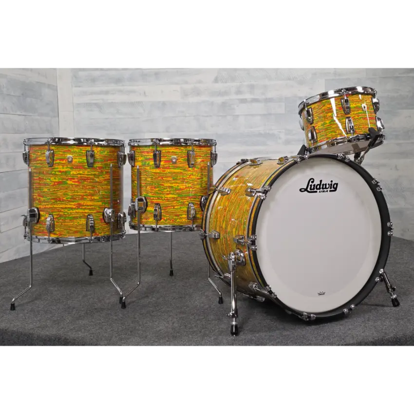 Used Ludwig Classic Maple 4pc Drum Set Citrus Mod - Very Good - Drum Center Of Portsmouth