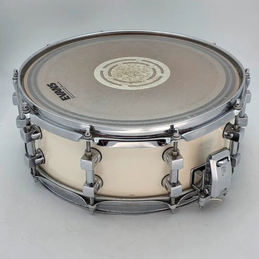 Used Premier Signia Maple Snare Drum 14x5 Piano White - Very Good - Drum Center Of Portsmouth