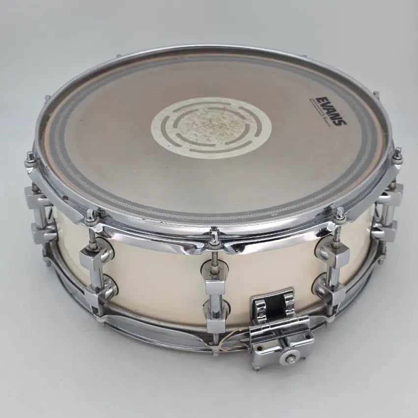 Used Premier Signia Maple Snare Drum 14x5 Piano White - Very Good - Drum Center Of Portsmouth