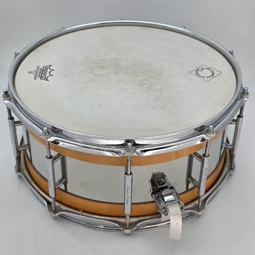 Used Acoutin Stave Beech/Stainless Snare Drum 6.5x14 - Good - Drum Center Of Portsmouth