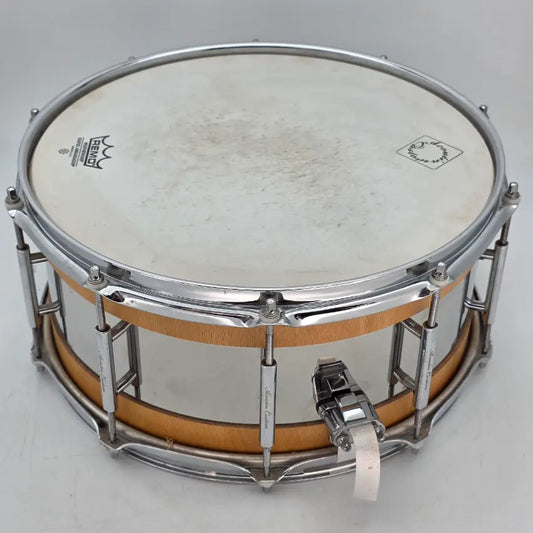 Used Acoutin Stave Beech/Stainless Snare Drum 6.5x14 - Good - Drum Center Of Portsmouth