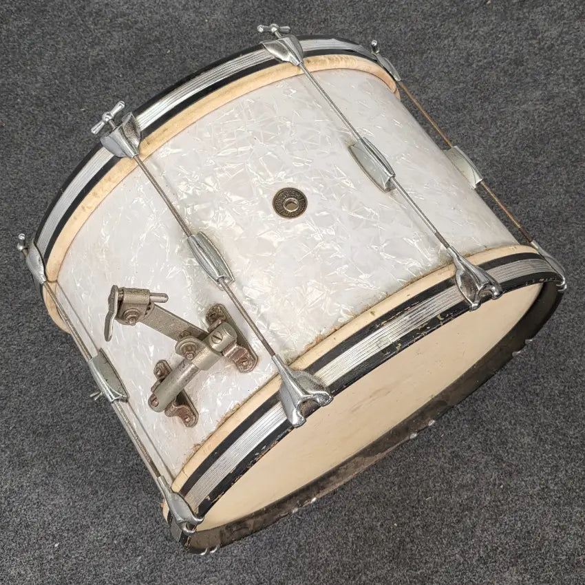 Used Vintage Gretsch Round Badge Bass Drum 22x14 White Marine Pearl - Fair - Drum Center Of Portsmouth