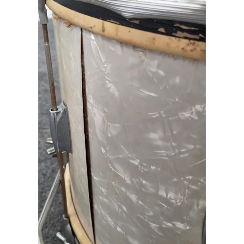 Used Vintage Gretsch Round Badge Bass Drum 22x14 White Marine Pearl - Fair - Drum Center Of Portsmouth