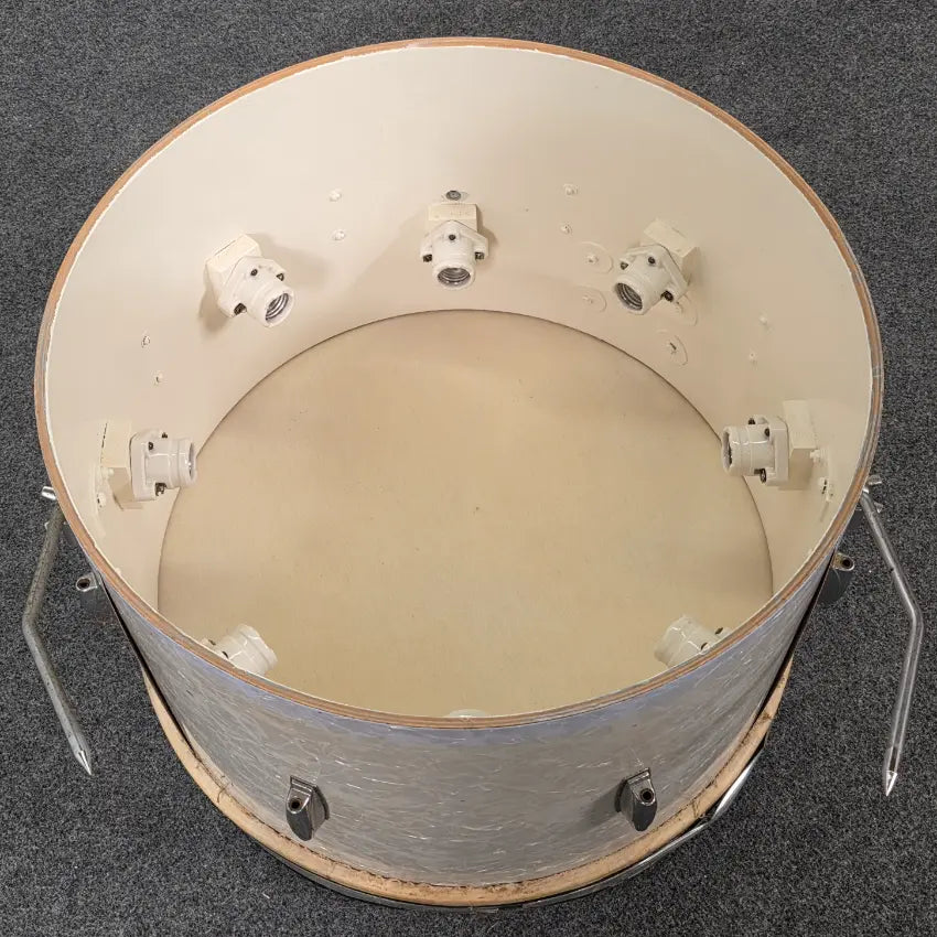 Used Vintage Gretsch Round Badge Bass Drum 22x14 White Marine Pearl - Fair - Drum Center Of Portsmouth