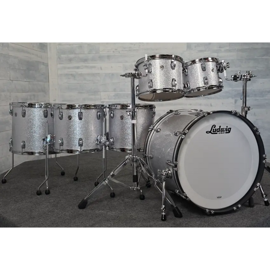 Used Ludwig Classic Oak 6pc Drum Set Silver Sparkle - Very Good - Drum Center Of Portsmouth
