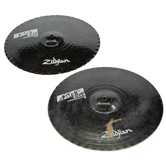 Used Zildjian Pitch Black Hi Hat Cymbals 15" - Good - Drum Center Of Portsmouth