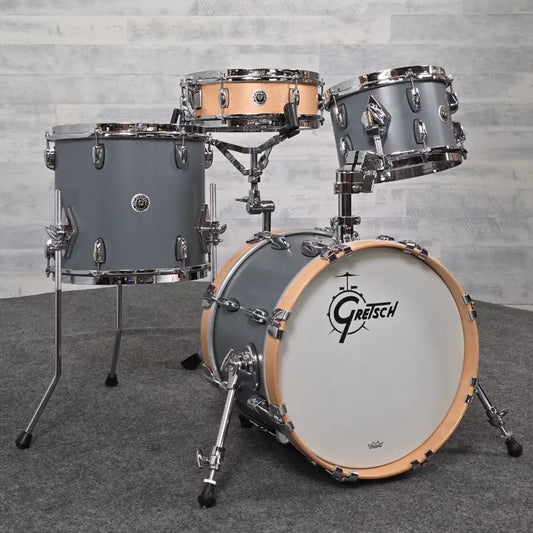 Used Gretsch Brooklyn Micro 4pc Drum Set Satin Gray w/Natural Snare - Excellent - Drum Center Of Portsmouth