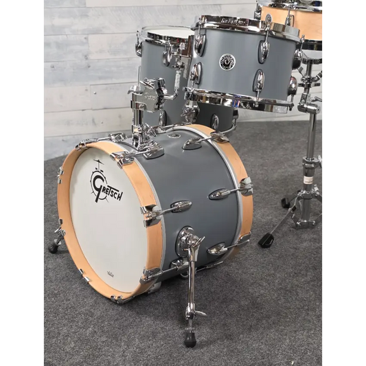 Used Gretsch Brooklyn Micro 4pc Drum Set Satin Gray w/Natural Snare - Excellent - Drum Center Of Portsmouth